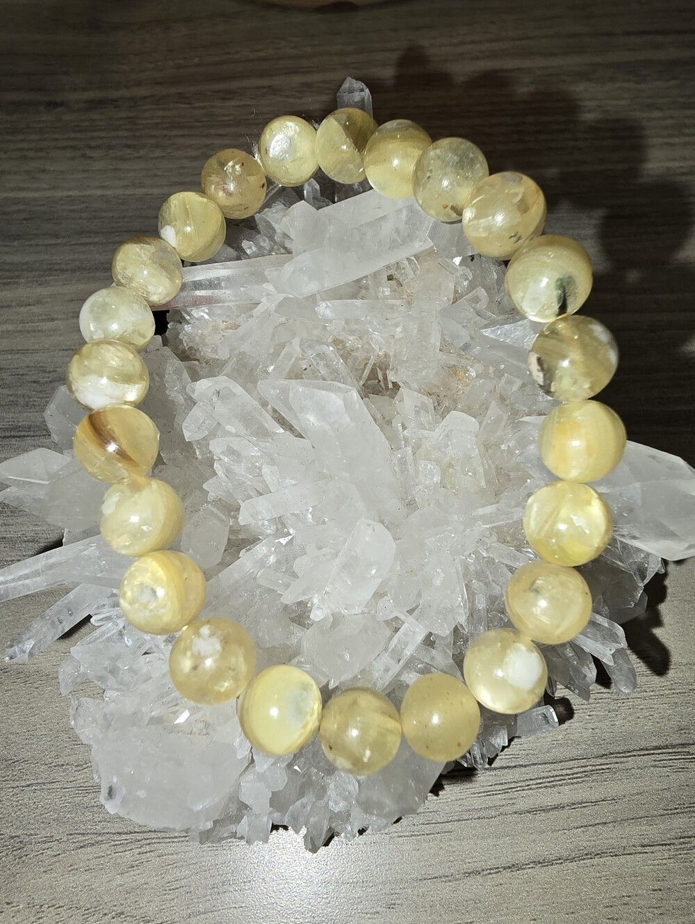 RARE 8mm Golden Yellow Lepidolite And Mica Bracelet #2